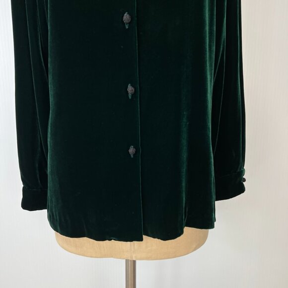 Vintage First Issue Button Up Women Medium Velour Shirt Silk Work Party Top Core - Picture 3 of 15
